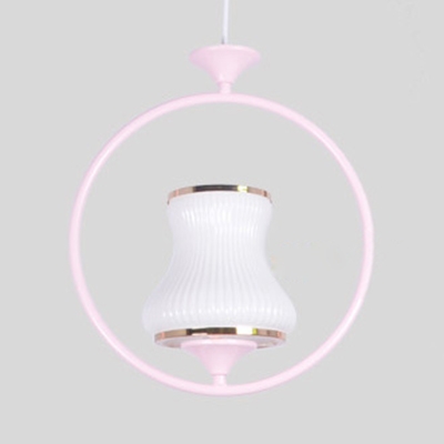 Curved Hallway Pendant Lighting Metal 1 Light Traditional Ceiling Lamp in Black/Blue/Pink/White