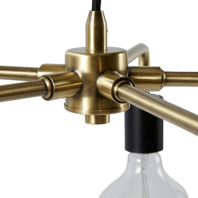 Industrial Brass Pendant Lamp Bare Bulb 5 Lights Clear Glass Chandelier Light for Living Room