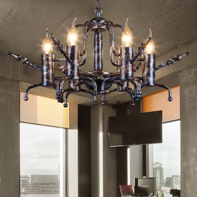 Industrial Candle Shape Chandelier 6 Lights Metal Pendant Lamp for Dining Room Restaurant
