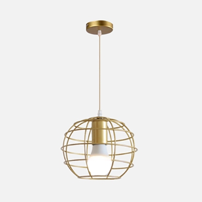 Industrial Gold Pendant Light Metal 1 Light Globe/Hexagon/Square/Star Hanging Lamp for Display Window