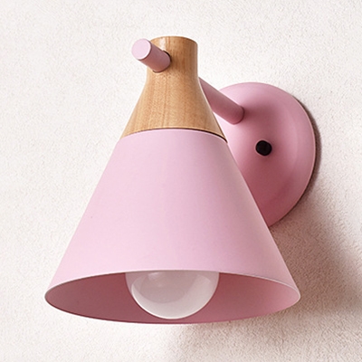 Kitchen Bedroom Conical Wall Light Metal 1 Light Simple Style Macaron Colored Sconce Light