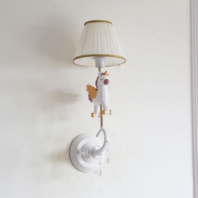 Lovely Horse Shade Wall Light 1 Light Metal LED Sconce Lamp with Crystal for Boy Girl Bedroom