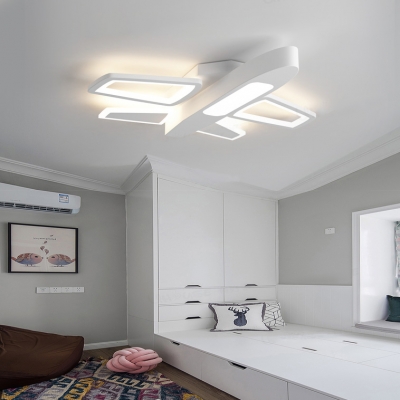 Metal Airplane Ceiling Mount Light Child Bedroom Eye-Caring Modern Blue/White LED Flush Light in Warm/White