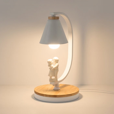 Metal Cone Shade LED Desk Light 1 Light Modern Night Light in White for Child Bedroom