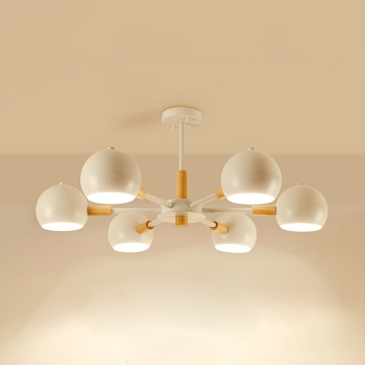 Metal Globe Chandelier 6 Lights Contemporary Pendant Lamp in Macaron White/Gray/Khaki for Bedroom