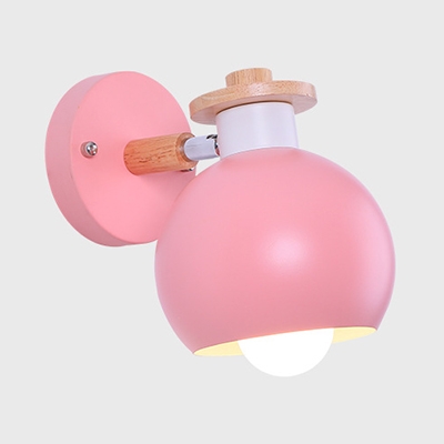 Modern Globe Rotatable Wall Lamp 1 Light Metal Candy Colored Sconce Light for Restaurant Study