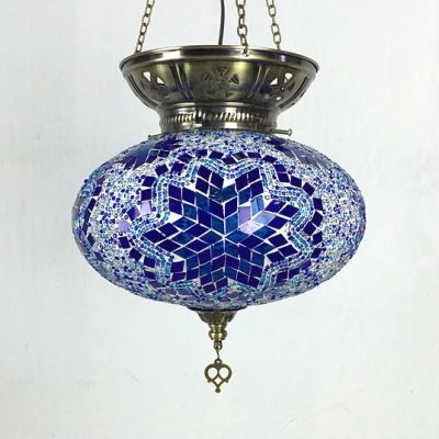 Moroccan Mosaic Lantern Pendant Light 1/6 Pack 1 Light Stained Glass Hanging Lamp for Balcony(not Specified We will be Random Shipments)