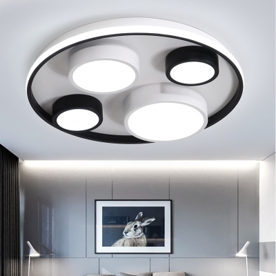 Nordic Black&White LED Flush Mount Light Round Acrylic Ceiling Light in Warm/White for Child Bedroom