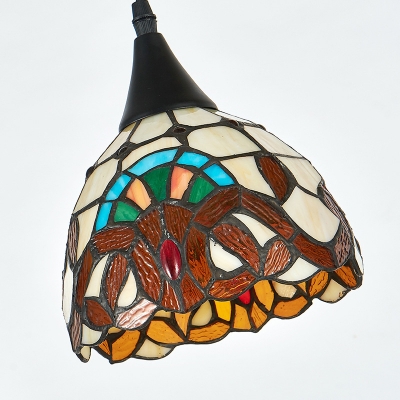 Stained Glass Dome Pendant Light Swirl Stair 6/12 Lights Tiffany Victorian Style Suspension Light