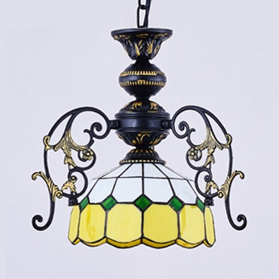 Tiffany Style Antique Pendant Light 1 Light Glass Suspension Light in Blue/Green/Orange/Yellow for Shop