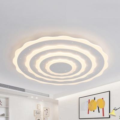 White Floral LED Flush Mount Light Modern Acrylic Ceiling Lamp in Warm/White for Living Room