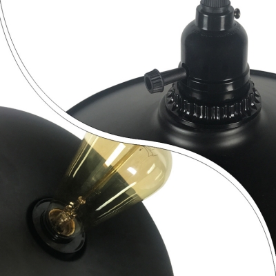 1/2 Pack 1 Light Saucer Ceiling Light Antique Metal Plug In Suspension Lamp in Black for Restaurant