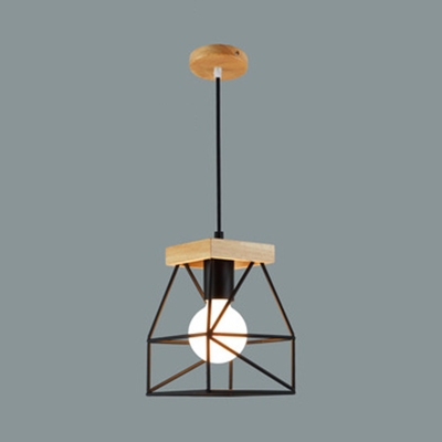 1 Light Cage Pendant Light Macaron Loft Metal Ceiling Lamp for Restaurant Dining Room