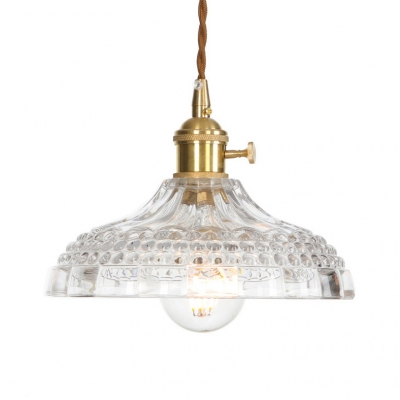 Dome/Prismatic/Ribbed/Saucer Ceiling Pendant 1 Light Clear Glass Pendant Light for Kitchen
