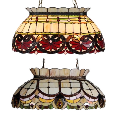 Tiffany Style Baroque/Bead Island Pendant Stained Glass 6 Lights Island Light for Dining Room