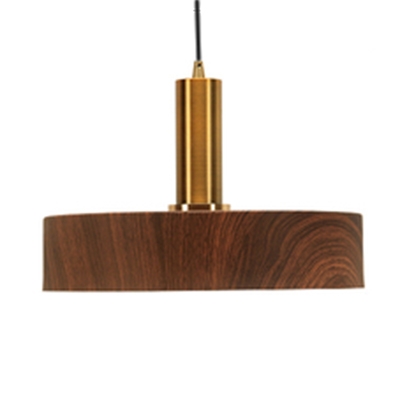 Modern Brown Pendant Light Grain Dome/Round 1 Head Wood Suspension Light for Living Room Bar
