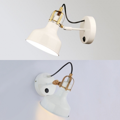 White Barn Sconce Light Rotatable 1 Light Modern Style Metal Wall Lamp for Study Room Foyer