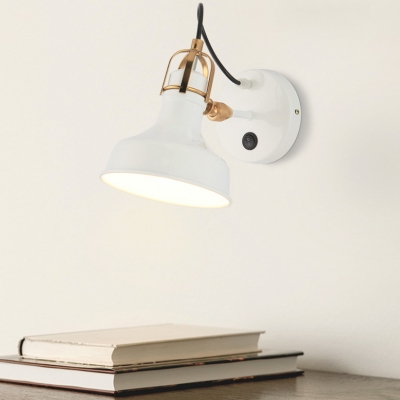 White Barn Sconce Light Rotatable 1 Light Modern Style Metal Wall Lamp for Study Room Foyer