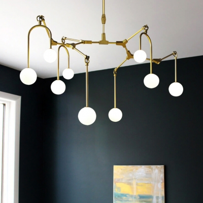 8/9/12 Lights Willow Branch Chandelier Modern Metal Hanging Lamp in Black/Gold for Living Room