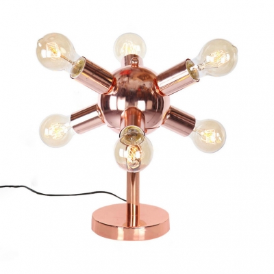 American Rustic Copper Desk Light Orb 6/9 Lights Plug In Iron Reading Lighting for Office