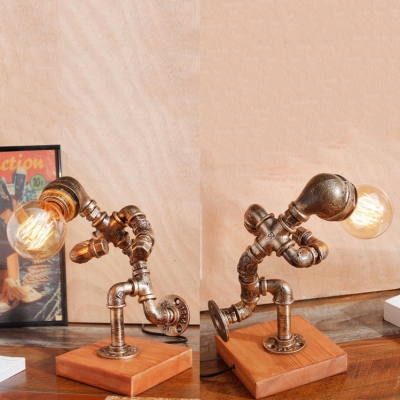 Antique Style Robot Desk Light Metal 1 Light Bronze Reading Light for Cafe Restaurant