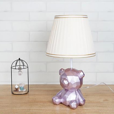 Blue/Purple/White Bear Desk Light 1 Light Simple Style Resin Plug In Study Light for Dormitory