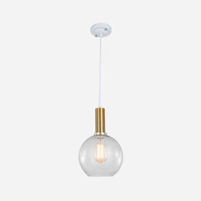 Brass Barn/Dome/Globe Pendant Light 1 Head Simple Style Clear Glass Pendant Lamp for Kitchen