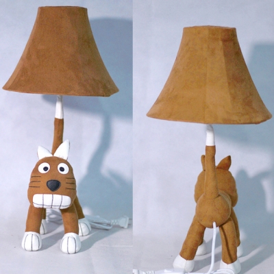 Child Bedroom Cat Desk Light Fabric One Light Animal Brown Reading Light with Plug In Cord