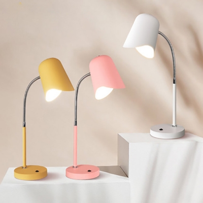 Contemporary Macaron Colored Desk Light 1 Head Metal Rotatable LED Reading Light with Gooseneck for Bedroom