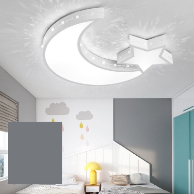 Creative LED Ceiling Light Etched Moon Star Stepless Dimming/Third Gear/White Lighting Flush Light for Kindergarten