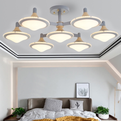 Creative Macaron Colored Ceiling Light 7 Lights Metal Semi Flush Mount Light for Living Room