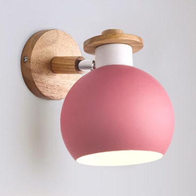 Foyer Hallway Globe Wall Light Metal 1 Light Modern Macaron Color Sconce Light with Adjustable Angle