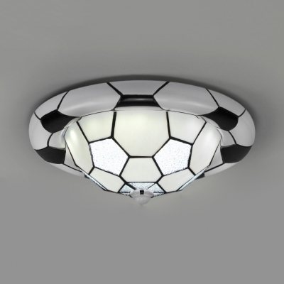 Glass Soccer LED Ceiling Mount Light Kid Bedroom Sport Style Third Gear Dimmable Ceiling Lamp