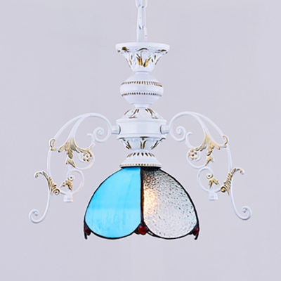 Hallway Bathroom Petal Hanging Light Frosted Glass 1 Light Tiffany Style Vintage Ceiling Light