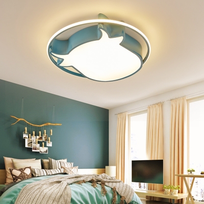 Kids Bull Head Ceiling Mount Light Acrylic Stepless Dimming/Third Gear LED Ceiling Lamp for Bedroom