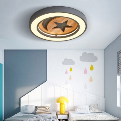 Living Room Star Ceiling Mount Light Wood Nordic Style Candy Colored LED Ceiling Lamp in Warm White/White