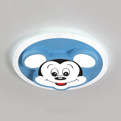 Nursing Room Mimi Mouse Flushmount Light Metal Cartoon Blue LED Ceiling Light in Warm/White/Third Gear