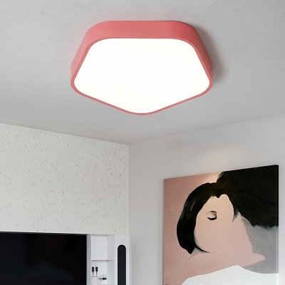 Simple Style Pentagon Ceiling Mount Light Acrylic Candy Colored LED Flush Light in Warm/White for Hallway