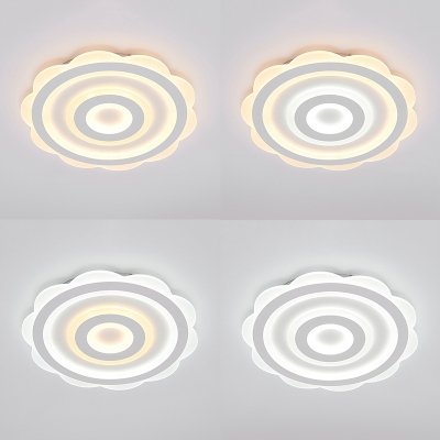 Slim Blossom LED Flush Mount Light Cute Acrylic Warm/White/2 Lighting Mode Ceiling Lamp for Nursing Room