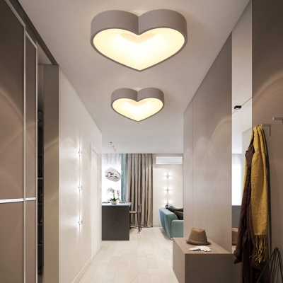 Slim Heart LED Ceiling Mount Light Modern Metal Gray Flush Light in Warm/White for Hallway