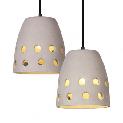 Tapered Shade Restaurant Hanging Light Cement Single Light Antique Style Hanging Lamp in Gray