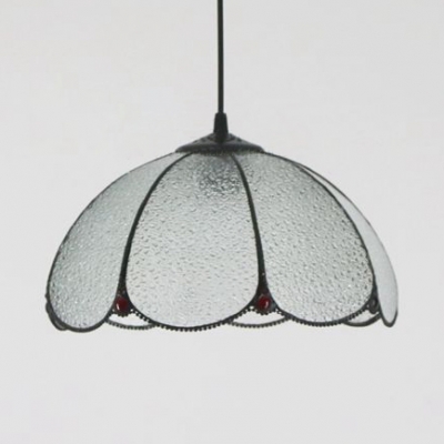 Tiffany Modern Pendant Light with Petal Shade & Beads 1 Light Glass Hanging Lamp for Bedroom