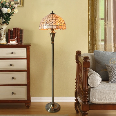 Tiffany Rustic Flower/Heart Floor Lamp Handmade Shell Floor Light in Beige for Living Room