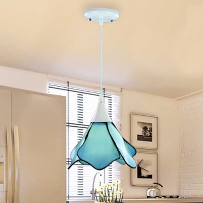 Tiffany Style Vintage Pendant Light 8 Inch Stained Glass Suspension Light for Living Room