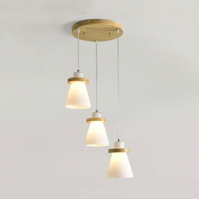 Vase Shaped Bedroom Hanging Lamp Milk Glass 1/3/5 Lights Contemporary Pendant Light in White