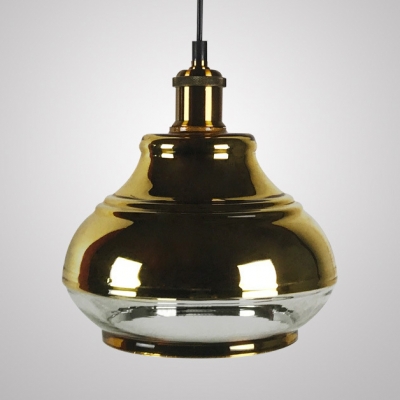 Vintage Bottle/Globe/Urn Ceiling Pendant Clear Glass Brass Hanging Light for Kitchen