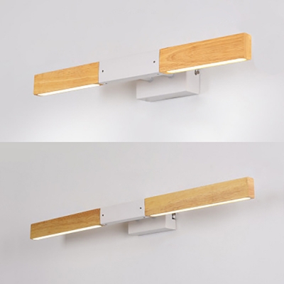 Waterproof Linear LED Vanity Light Wood Antifogging Beige Wall Lamp with White Lighting for Mirror