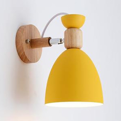 1 Light Dome Wall Light Simple Style Metal Rotatable Sconce Light with Macaron Color for Bedroom