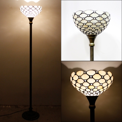 Plug In Brass Floor Light Single Light Tiffany Traditional Floor Lamp for Dining Room