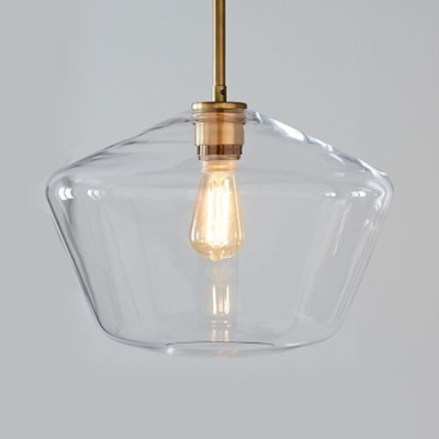 Modern Stylish Hanging Light with Shade One Light Amber/Clear Glass Suspension Light for Bedroom